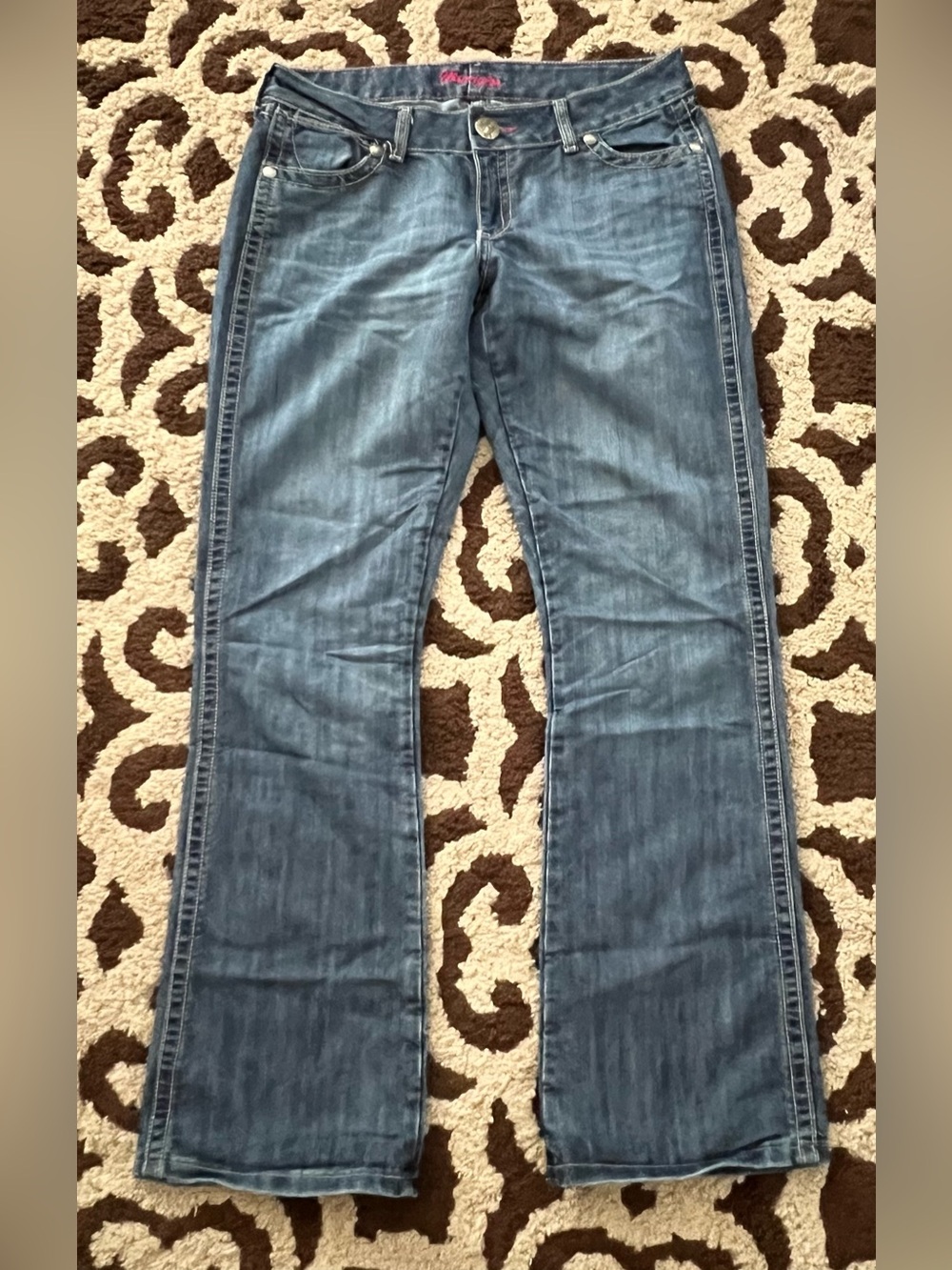 Wrangler Women’s 11/12 x 34 Bootcut Jeans Faded Blue Wash Y2K